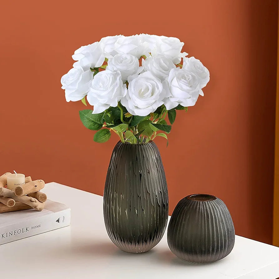 EZFLOWERY 12 Pcs Artificial Roses Flowers Silk